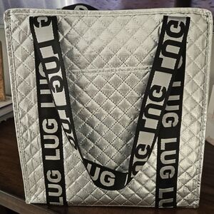 Lug Metallic Silver Quilted Tote